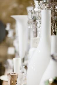 white glass vases
